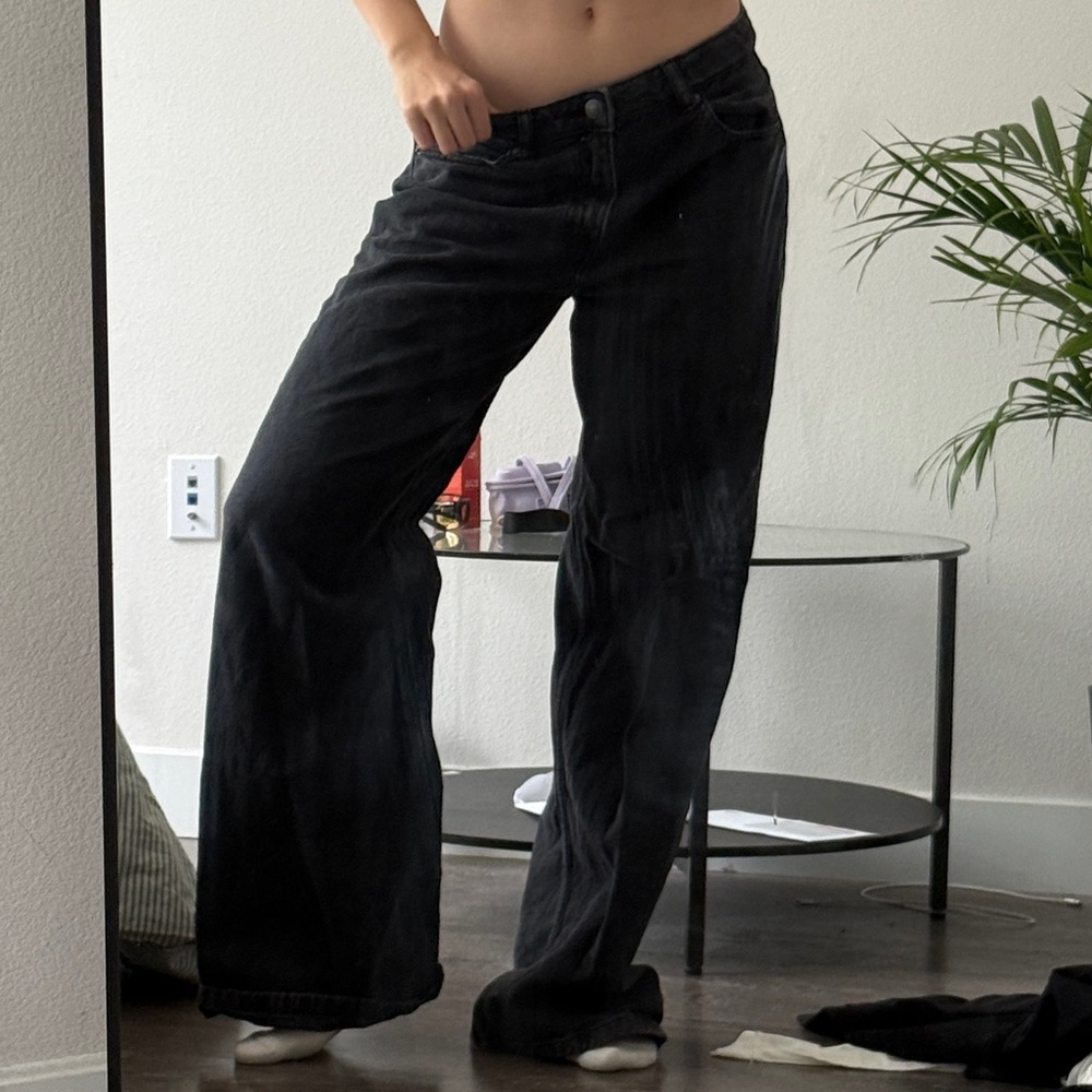 Pull&Bear Dark Wide-Leg Jeans